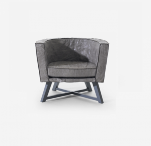 armchair in wood and with linen fabric