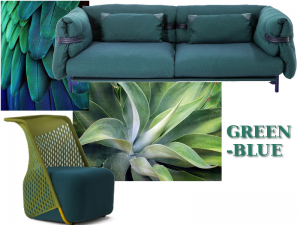 green-blue color in the interior decoration