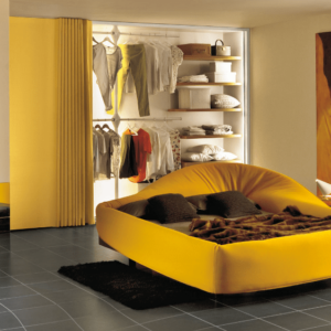colletto letto rivestito con tessuto giallo